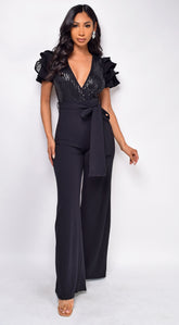 Laila Black Sequin Jumpsuit